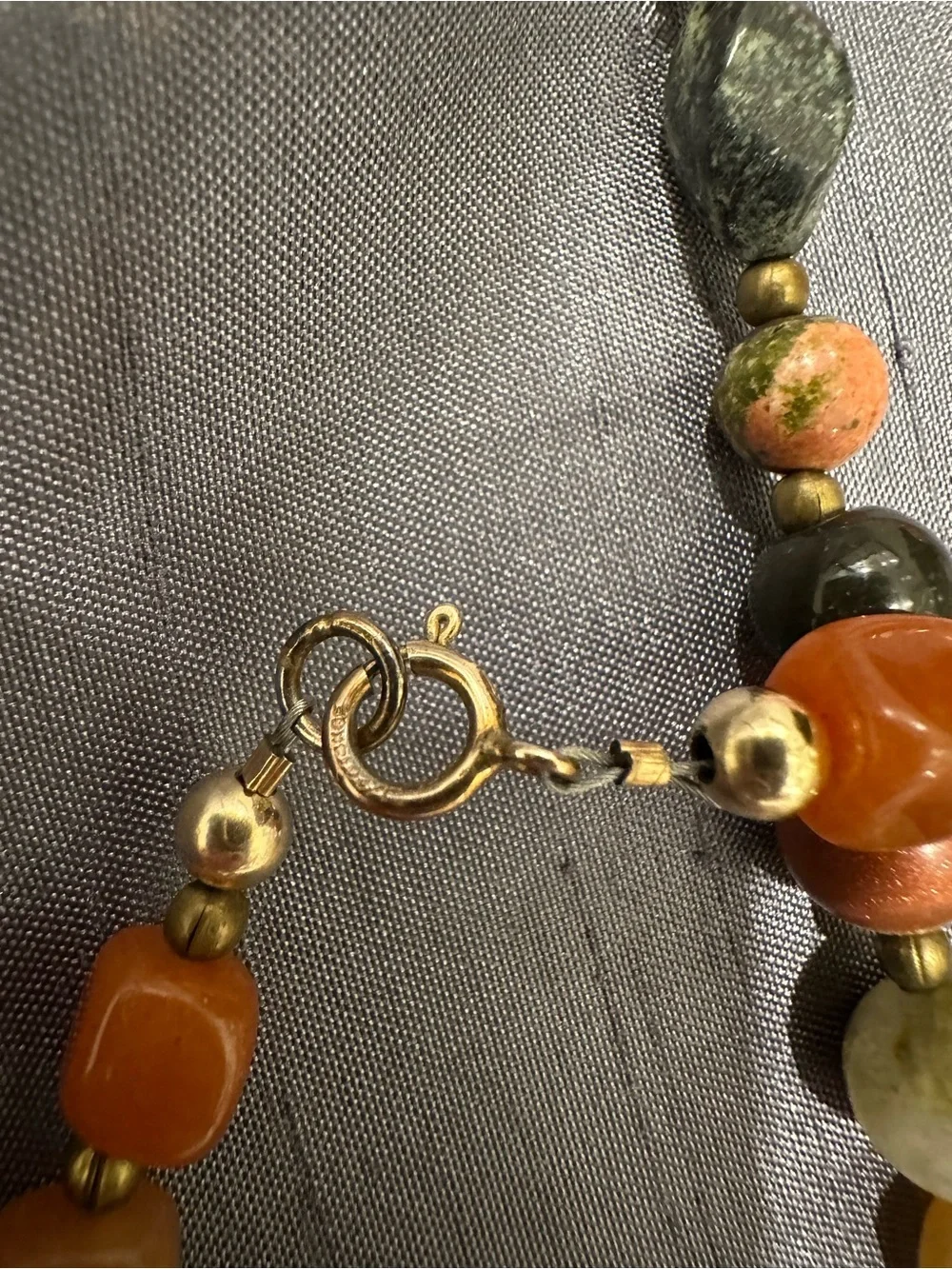 Vintage Signed KREMENTZ 14K Gold Overlay Multi-Stone Beaded Necklace